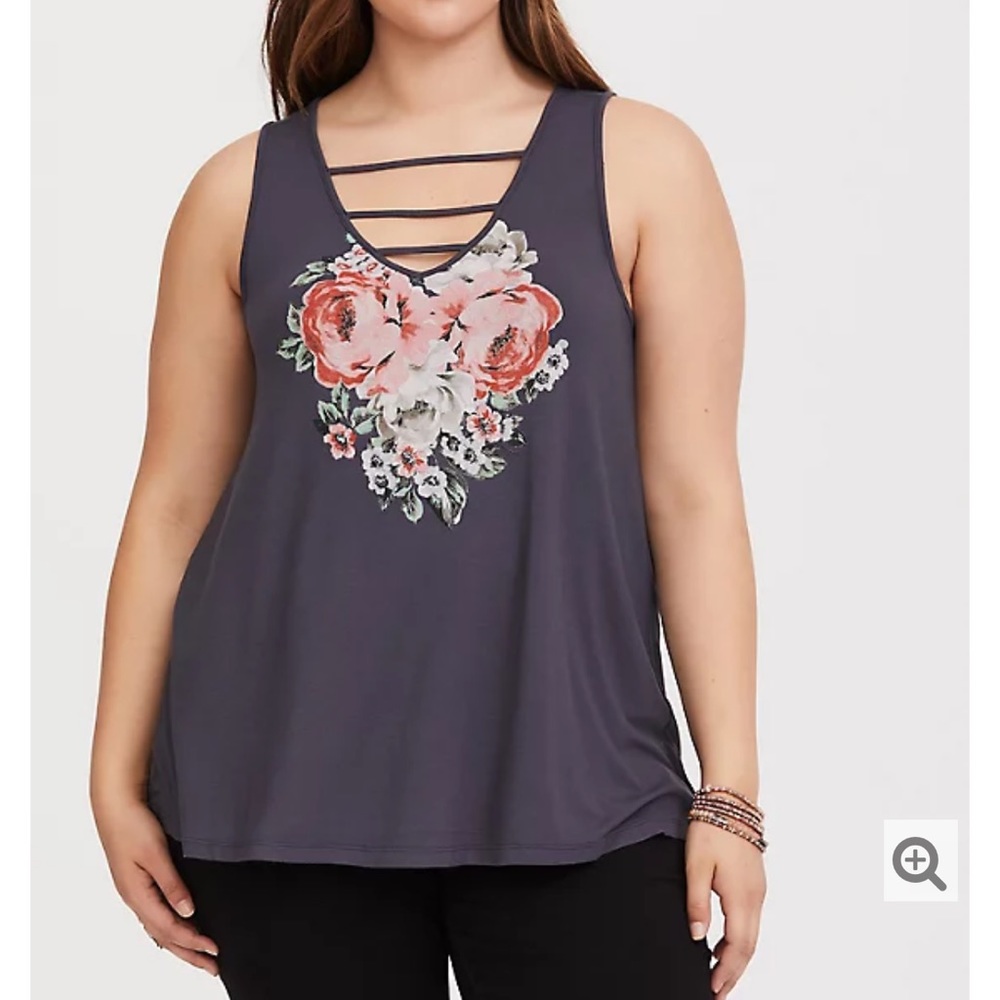 Torrid floral grey strappy tank